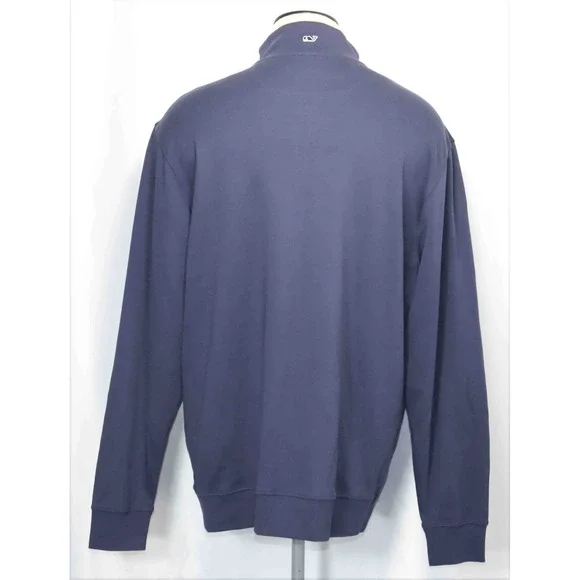 NEW Vineyard Vines Navy 1/4 Zip Pima Cotton Pullover Sweatshirt Mens Size XL - Picture 3 of 5